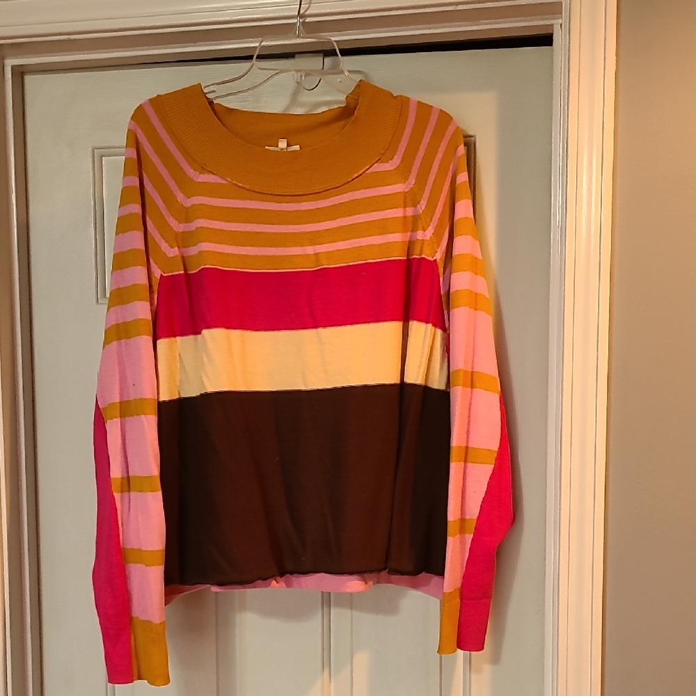 Easel Colorful Striped Sweater